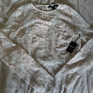 Forever 21 pink & cream long sleeve blouse